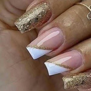 Luxury Handmade Press On Nails, Party Nails, Trendy Nails, Elegant Nails, Short nails, gold nails, glitter nails, french tip nails, cute