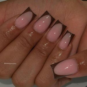 Luxury Handmade Press On Nails, Party Nails, Trendy Nails, Elegant Nails, Short Nails, simple nails, classic french tip, black french tip