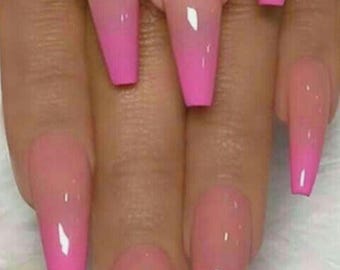 Luxury Handmade Press On Nails, Party Nails, Trendy Nails, Elegant Nails, Long Nails, French nails, Pink nails, Spring nails,Coffin nails