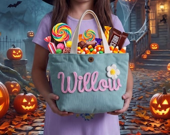 Personalized Name Tote Handbag: Custom Children's Gift,Custom Name Tote Handbag,Baby Shower Gifts, Trick or Treat Handbag,Halloween Gift