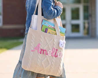 Personalized Name Woven Tote Bag: Custom Children's Gift,Custom Tote Handbag,Back to School Gifts, Children's name handbags ,Halloween Gift