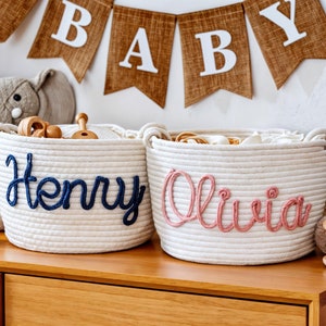 Benutzerdefinierte Babyparty Namen Korb, personalisierte Baby Name Baumwollkorb Geschenk, Spielzeug Aufbewahrungskorb, Kinderzimmer Geschenk, kundenspezifische Babygeschenke, Haustierkorb