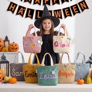 Personalized Name Tote Handbag: Custom Children's Gift,Custom Name Tote Handbag,Baby Shower Gifts, Trick or Treat Handbag,Halloween Gift