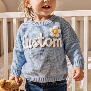 Custom Embroidered Baby Name Sweater, Baby Name Sweater, Embroidered Sweater, Personalised baby Jumper, Baby Gifts,Custom Cardigan,Knit Gift