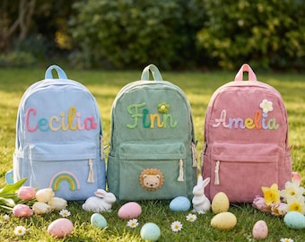 Mochila con nombre bordado personalizado: mochila escolar personalizada, regalo para niños de vuelta al cole, mochila preescolar, mochila con nombre, regalo de Navidad.