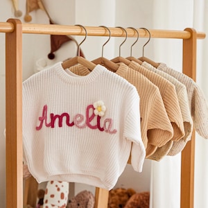 Custom Embroidered Baby Name Sweater: Personalized Knit Crochet Gift, Baby Name Sweater, Knit Sweater,Personalized Gift, Christmas sweater