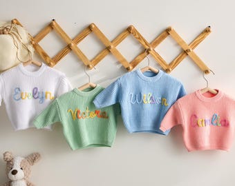 Custom Christmas Baby Name Sweater: Personalized Knit Crochet Gift, Baby Name Sweater, Knit Sweater,Personalized Gift, Christmas sweater