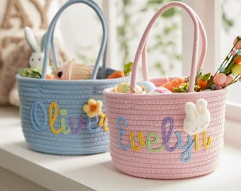 Cesta de Pascua de algodón personalizada con nombre: Bolsa de Pascua personalizada con nombre, cesta de Pascua personalizada con nombre, almacenamiento de juguetes, regalo de Pascua, cesta para mascotas