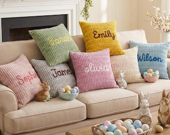 Custom Name Throw Pillows,Personalized Throw Pillow Cover, Nursery Room Cushion,Baby Shower Gift, Easter Pillows,Pillow Covers, Pillows