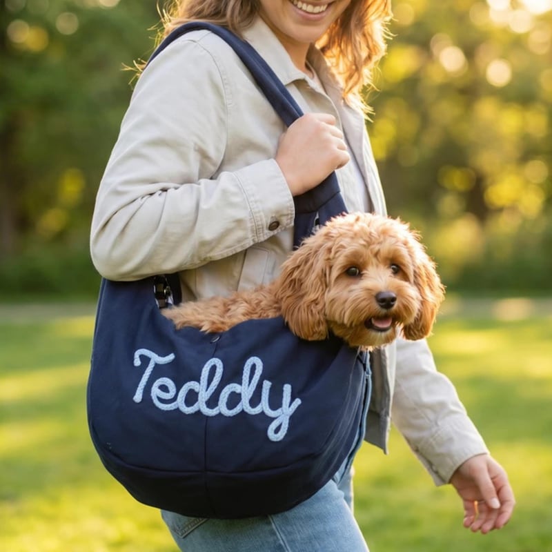 Personalized Pet Sling Bag, Custom Dog Carrier, Embroidered Pet Bag, Small Dog & Cat Carrier, Hands Free Puppy Tote, Pet Lover Gift