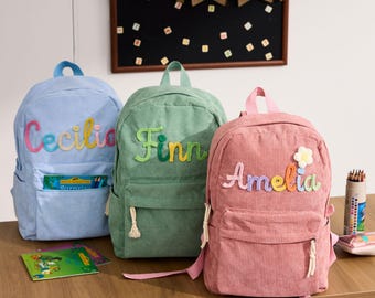 カスタム刺繍ネームバックパック：パーソナライズされたスクールバッグ、新学期の子供へのギフト、幼稚園のスクールバッグ、名前入りバックパック、クリスマスギフト