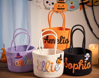 Custom Halloween Name Basket,Personalized Baby Name Cotton Basket Gift, Toys Storage Basket,Nursery Gift,Custom Baby Gifts,Halloween Gifts