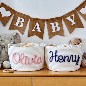 Benutzerdefinierte Babyparty Namen Korb, personalisierte Baby Name Baumwollkorb Geschenk, Spielzeug Aufbewahrungskorb, Kinderzimmer Geschenk, kundenspezifische Babygeschenke, Haustierkorb