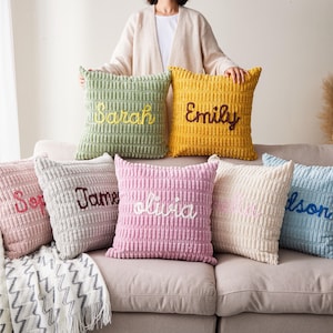 Almofadas com nome personalizado, capa de almofada personalizada, almofada para quarto de bebê, presente de chá de bebê, almofadas de Natal, capas de travesseiro, travesseiros
