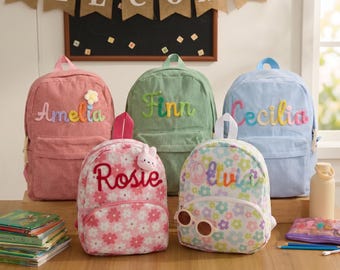 Zaino personalizzato con nome ricamato: borsa scolastica personalizzata, regalo per il ritorno a scuola per bambini, borsa per la scuola materna, zaino con nome, ritorno a scuola