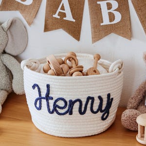 Benutzerdefinierte Babyparty Namen Korb, personalisierte Baby Name Baumwollkorb Geschenk, Spielzeug Aufbewahrungskorb, Kinderzimmer Geschenk, kundenspezifische Babygeschenke, Haustierkorb