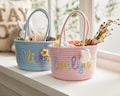 Personalized Easters Cotton Name Basket: Custom Name Happy Easter Bag,Custom Easter Name Basket,Toys Storage,Easter Gift,Pet Basket