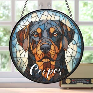 Attrape-soleil personnalisé portrait en vitrail de bouledogue français, nom personnalisé Labrador Rottweiler Beagle suspendu à la fenêtre, cadeau pour les amoureux des chiens
