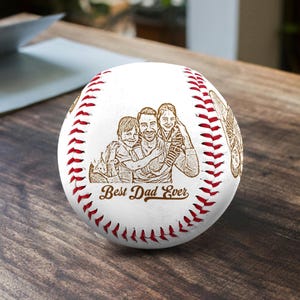 Personalized Best Dad Ever Engrave Baseball, Fathers Day Gifts For Dad, Engrave Photo on Baseball Balls, Custom Portrait Baseball Gift