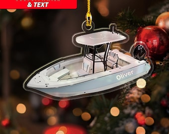 Personalized Center Console Boat Christmas Ornament 2025, 2D Flat Center Console Boat Xmas Ornament 2025, Custom Gift For Christmas