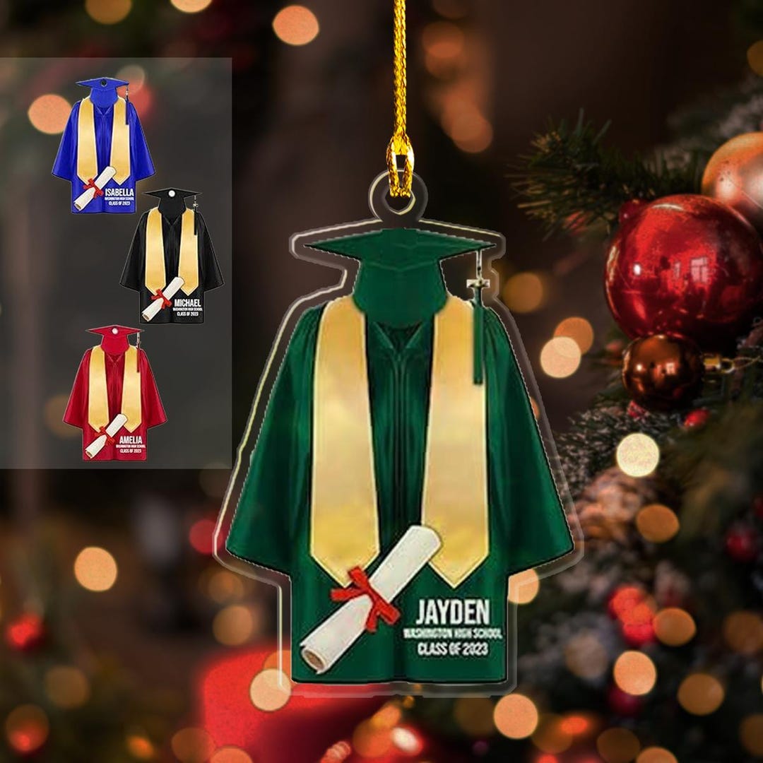 Graduation Ornament Personalized With Name, Year & School Name, High School Graduation Gift, Class Of 2025 Ornament, College Graduation Gift - Best Personalized Gifts For Everyone