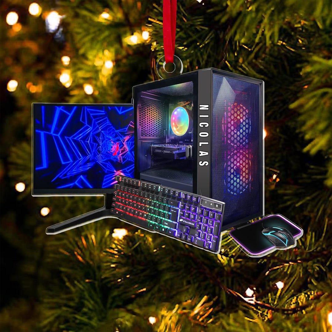 Personalized 2D PC Gamer Ornament, Custom Gaming Computer Christmas ...
