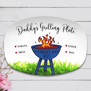Personalized BBQ Grilling Plate For Father's Day, Custom Daddy's Grilling Plate For Dad, Dad Birthday Gifts, Celebrating Grill Master Dad
