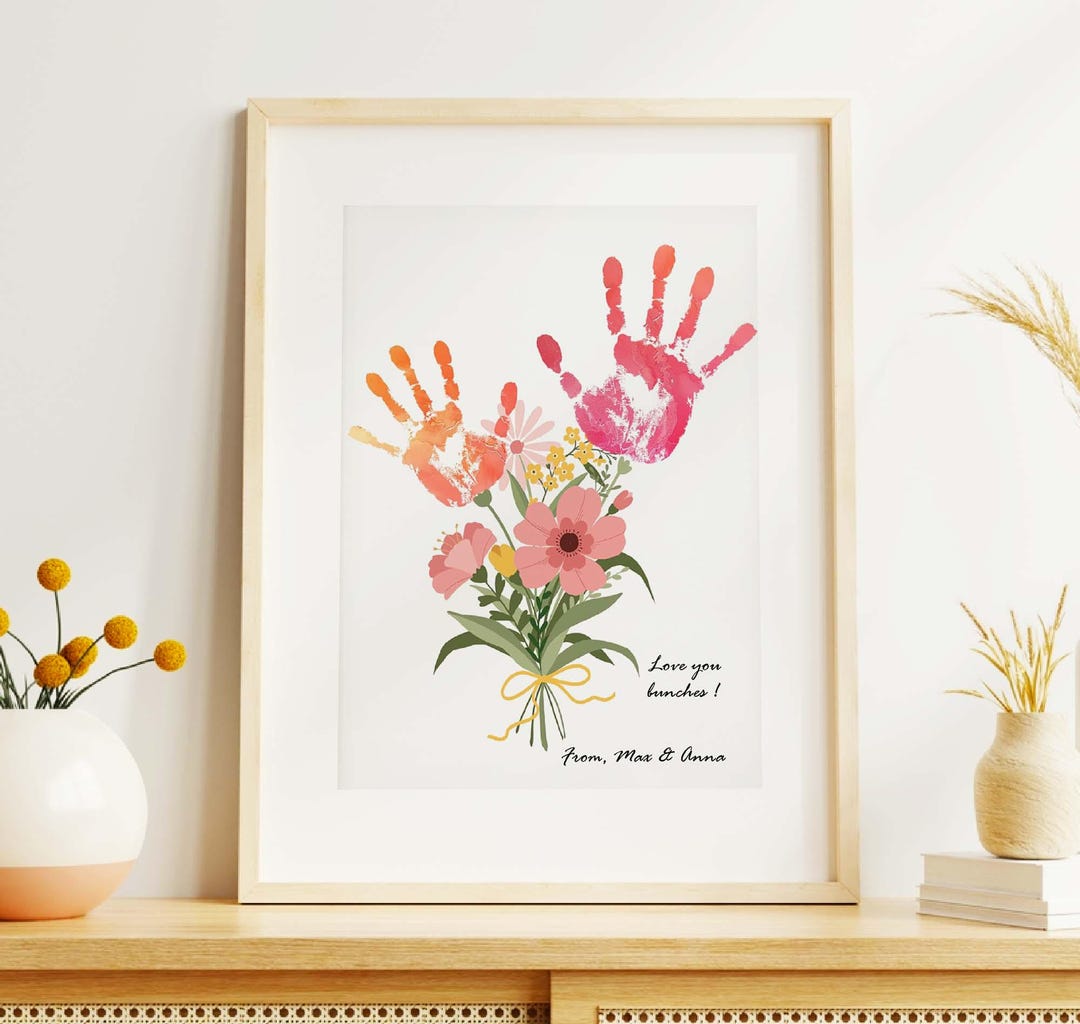 Custom Flower Handprint Craft Art, Grandma Birthday Handprint, Mother's Mother'S Day 2025