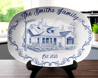 Plaque portrait de maison personnalisée, cadeau personnalisé de plateau de maison neuve pour la première maison, peint à partir de votre photo souvenir unique de désherbage