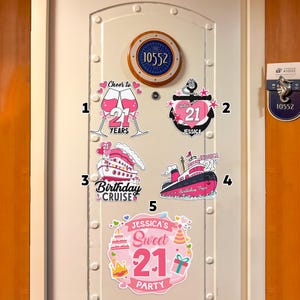 Personalize Birthday Cruise Magnet, Pink Birthday Girl Inspired Cruise Door Magnet, Family Birthday Trip Decor Birthday Girl, Birthday Squad