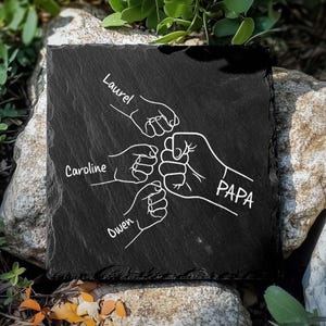 Fist Bump Dad And Kids Stone Sign Gift From Kids Sign Gifts For Dad Father&#39;s Day Unique Gift For Dad Garden Stone With Kids Names Grandpa