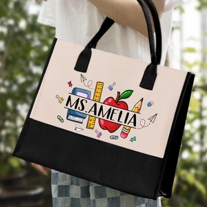 Personalized Teacher Canvas Tote Bag, Custom Canvas Tote Bag, Teacher Appreciation Gift, Gift For Teachers, Back To School Gifts