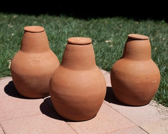 Set of 3 - Extra Large (3.2 gal) Olla Irrigation Pots with Lids