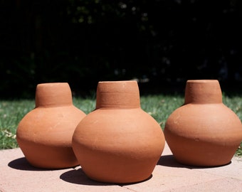 Set of 3 - Large (2 gal.) Garden Olla Water Saving Irrigation Pots with Lid
