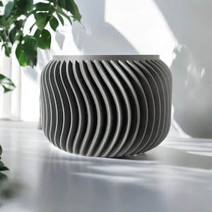 WaveGroove Planter | Modern 3D Printed Design with Drainage Hole | Available in Multiple Sizes and Colors - Vilex Planter