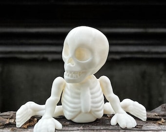 3D Printed Articulated Skeleton - Movable Halloween Decor Fidget Toy, Poseable Skeleton Figure for Haunted House Prop and Desk Display