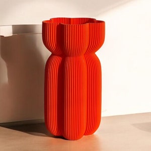 Bold Ribbed Vase | Vibrant Modern Decor in Multiple Colors & Sizes 8”, 9” | Ideal for Contemporary Spaces | Caribe Vase