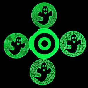 Ghosts Glow in the Dark Coaster Set – 4 Cute Halloween-Themed Coasters with Holder | Fun Ghost Patterns | Perfect for Parties