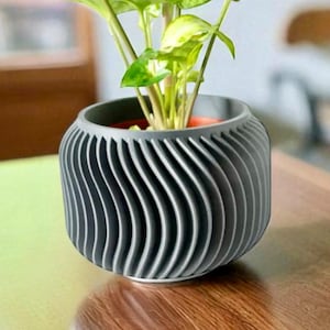 WaveGroove Blumentopf | Modernes 3D-gedrucktes Design mit Drainageloch | Erhältlich in mehreren Größen und Farben - Vilex Planter