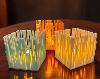 Portavelas con diseño de horizonte impreso en 3D / Decoración moderna para el hogar