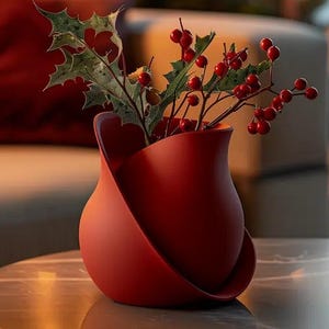 Jarrón escultural de cinta retorcida, centro de mesa abstracto moderno, decoración del hogar, arte de cerámica, pieza minimalista contemporánea llamativa