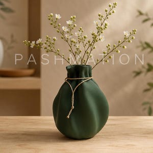 Wave Vase Sculptural Modern Home Decor Eco-Friendly Minimalist Centerpiece for Dried Flower Arrangements image 1