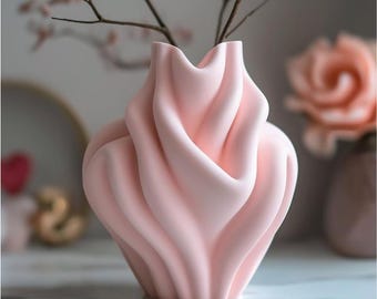 Ripple Bubblegum Vase Modern Home Decor Stylish Contemporary Centerpiece Gift Flower Arrangement Elegant Decorative Piece