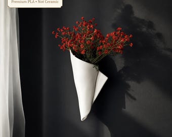 Modern Napkin Shaped Wall Hanging Planter | 3D Printed Vertical Garden Decor | Indoor Outdoor Minimalist Art Pot