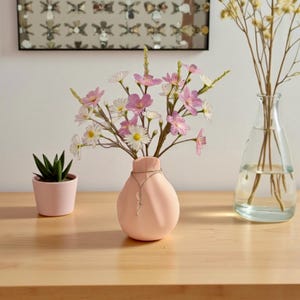Wave Vase Sculptural Modern Home Decor Eco-Friendly Minimalist Centerpiece for Dried Flower Arrangements Pink