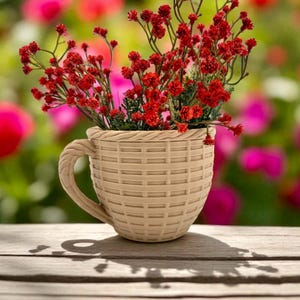 Rustic Woven Mug Vase: 3D Printed Basket-Style Planter