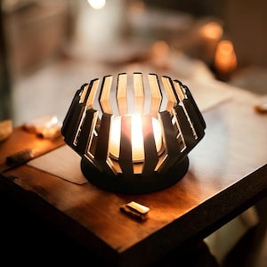 Tealight Holder, 3D Printed Candle Holder, Modern Accent Lighting, Shadow Play Design, Includes Free Tea Light, Multiple Colors Available