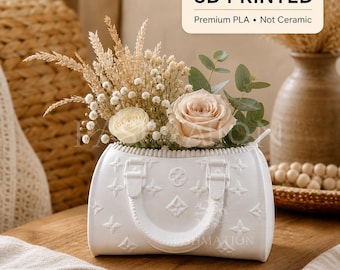 Jarrón con forma de bolso / Decoración floral única para bolsos / Regalo moderno y elegante para el hogar