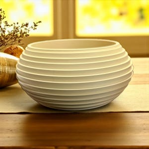 Frons Ribbed Planter with Saucer - Modern Pot for Indoor Outdoor Garden Home Decor Contemporary Plant Container