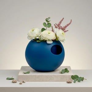 Maceta esférica moderna con autorriego - Polímero biodegradable para plantas de interior en casa y oficina Blue - Marine